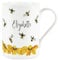 Purely Home Personalised Bees & Flowers Mug - Floral Bumblebee Tea/Coffee Bone China Cup - Custom Drinkware Present/Gifts for Bee Lovers