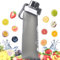 FLRWDJL 15 PCS Sports Air Water Bottle, 700ML Fruit Drinking Bottles BPA Free 0% Sugar Cup For Kids and Adult(Matt Black + 14 Pods)