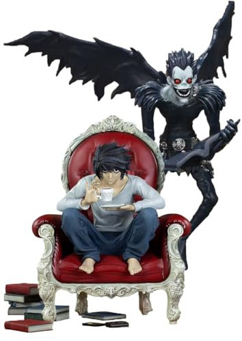 HLUONGTN 2Pcs Death Note Figuren Ryuk Anime Charaktere Actionfigur Moryuk Statue Pvc Sammlerstück/Ryuk & L