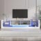 Hochglanz TV-Schrank mit LED-Beleuchtung TV-ständer Für Fernseher bis 80 Zoll Lowboard mit Glasfront 2 klappbare Schubladen TV Möbel Tisch Board Weiß 1102