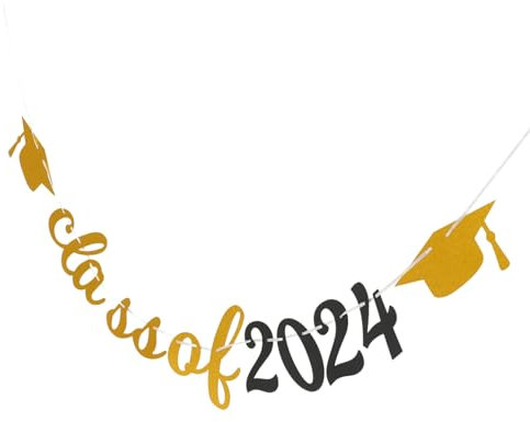 TOPBATHY 1 Satz Ziehen Der Abschlussflagge 2024 Kindergartenabschlussschärpe Grad Abschlussfotorahmen Hintergrund Zeichen Dekorationen Für Abschlusskappen Namensschild Golden Papier