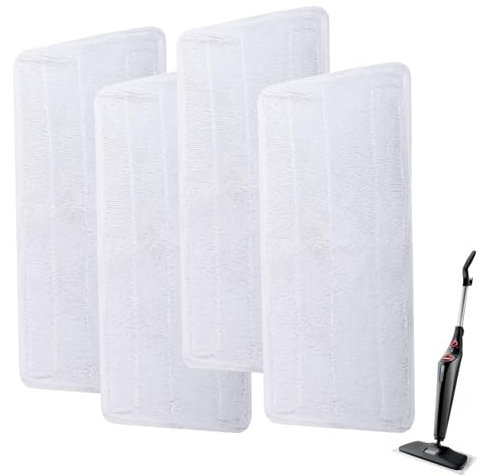 Lot de 4 Housses de Rechange pour Nettoyeur Vapeur, Durable Réutilisable Nettoyeur Vapeur Housses de Vadrouille pour Nettoyeur Vapeur Vileda Steam XXL, Pour tous les sols, Blanc