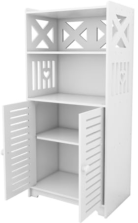 homewell Wasserdichter Badezimmerschrank, Badezimmer Bodenregal, Hohe Badezimmerschränke, Freistehende Geeignet für Wohnzimmer, Küche und Bad, Weiß (75 * 22 * 36cm)