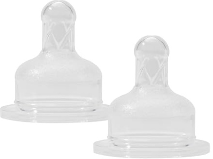 babynova Silikonsauger im 2er Pack für Babyflaschen mit Weithals - Ersatzsauger mit Anti-Kolik-Technologie - BPA-frei und Made in Germany - Größe S, langsamer Fluss für Tee