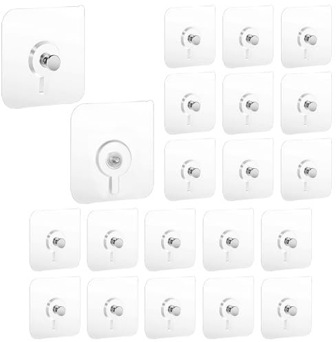 JJUNW 20Pcs Nail Free Stickers for Walls, Wall Hangers Without Nails No-Trace Screw Sticker Waterproof and Rustproof for Bathroom Kitchen Home