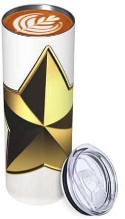 20oz Tumbler Gold Star Travel Coffee Mug Insulated Stainless Steel Double Wall Tumbler for Hot & Cold Drinks Reusable Drink Thermos Cup Iced Tea Mug Gifts for Women Men