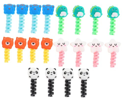 VERDANVERSE 50pcs Cartoon Animal Cord Protectors Cable Protector Charger Saver for Phone Charging Accessories Dinosaur Panda Cat Star Bear Random Colors