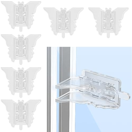 Smaoqingji Cerraduras Puertas Corredizas Para Niños - Juego de 6 Piezas, Color Transparente, Cerradura Ventanas Correderas, Apto Para Diferentes Puertas Correderas, Puertas Balcón, Ventanas, Armarios