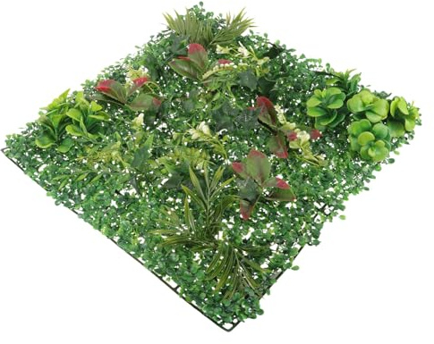 Veemoon Panneau Mural Végétal 50x50 Cm en Polyéthylène Basse Densité Résistant aux UV Fond de Plante Artificielle Décoratif pour Murs Intérieurs et Extérieurs Jardin Balcon