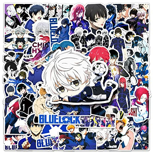Blue Lock Aufkleber 50 Stück Wasserdicht Funny Cartoon Anime Sticker für Laptop Wasserflasche Skateboard Gepäck Fahrrad Auto Computer,Vinyl Niedliche Coole Stickers für Teenager Erwachsene