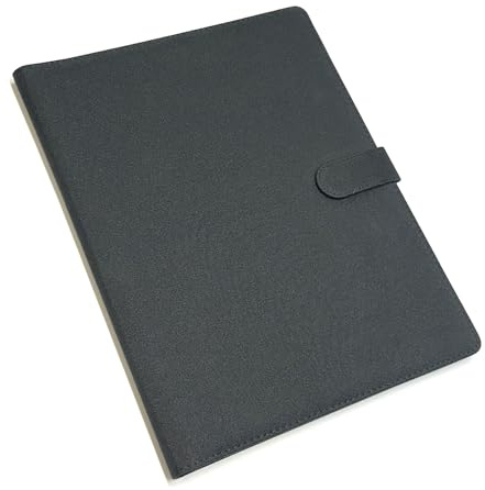 A4 Professional Conference Portfolio Folder, Black | Document Organizer, Business Card Slots, Notepad Holder, Executive Style Work Case