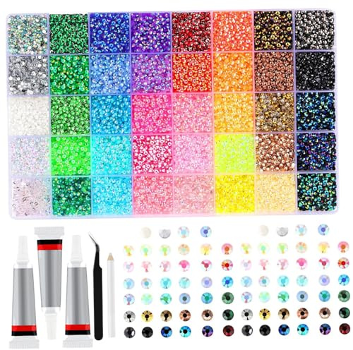 Kit éblouissant de strass en résine, 32000 pièces, avec colle 3x10ml, 0.3cm, 40 couleurs, artisanat