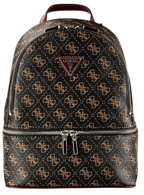 GUESS Rucksack Follie Travel Small Backpack Brown Logo dunkelbraun