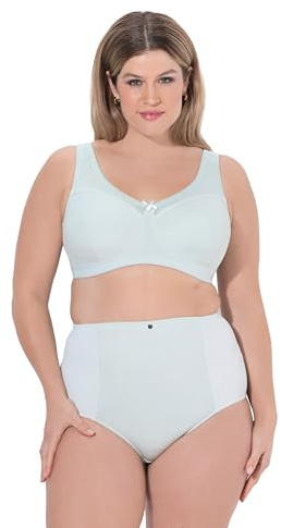 Ulla Popken Damen große Größen Übergrößen Plus Size Entlastungs-BH, Struktur, ohne Bügel Pastell türkis 105E 801187705-105E