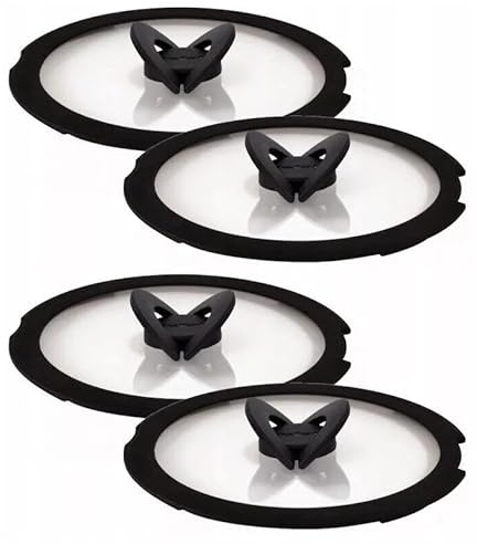 Tefal Ingenio Glasdeckel Set 4-teilig, Durchmesser 22/24/26/28 cm, mit Klappbarem Griff und Dampfaustrittsöffnung, Glas/Silikon, Spülmaschinenfest