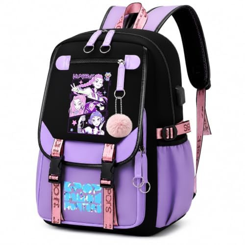 Kppooop Demmoon Huntterrs Rucksack, Kpoop Schulranzen, Schulrucksack | Schultaschen, KierscEU Reiserucksack, Schulranzen, Backpack, Schultasche, Anime Tasche, für Jugendliche Geeignet