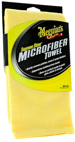 Meguiar's Supreme Shine Mikrofasertuch, Poliertuch Auto , Ultraweiches Mikrofasertuch, Saugstark und Lackschonend, Waschbar, Autopflege ohne Streifen – Microfiber Towel X2010EU - 1 Stück