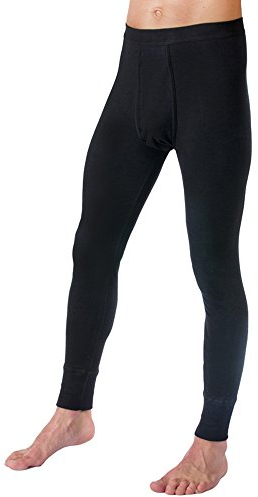 HERMKO 3540 Herren Lange Unterhosen mit Eingriff und Weichbund aus 100% Bio-Baumwolle in Feinripp, Größe:D 7 = EU XL, Farbe:schwarz