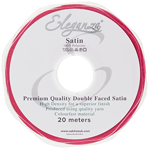ELEGANZA Double Faced Satin 15mm x 20m Fuchsia No.28, Fuschia, 15 mm x 20 m