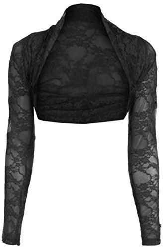 Divadames Womens Cropped Lace Shrug Ladies Bolero Black Size S/M (UK 8-12)