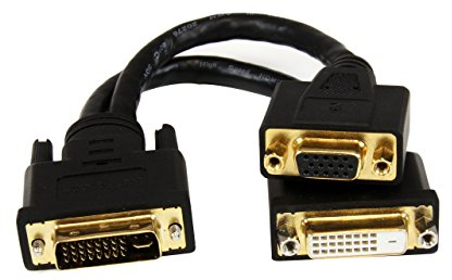 StarTech.com Cavo sdoppiatore DVI-I a DVI-D e HD15 VGA per thin client Wyse, Cavetto adattatore Y-Splitter DVI per doppio Monitor, 20cm