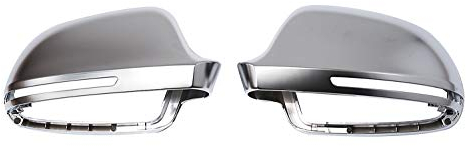 Aluminium Look Design Spiegel Abdeckung Kappe Gehäuse Links+Rechts Set