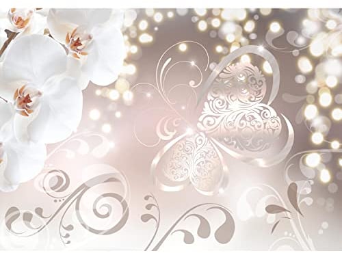 Runa Art Fototapete Blumen Orchidee 352 x 250 cm Vlies Tapeten XXL Moderne Wandtapete Wohnzimmer Schlafzimmer Beige 9076011a