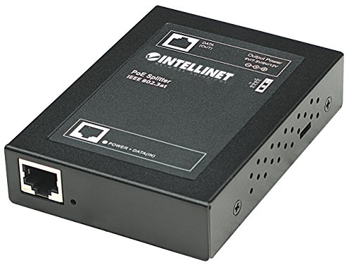 INTELLINET 1-Port Power over Ethernet - PoE+ Splitter mit wählbarer Ausgangsleistung (5/7.5/9/12V DC), LED-Anzeige, lüfterfrei & leise - Schwarz
