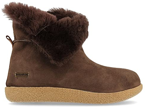 HAFLINGER Lammfell Leder Hausschuhe Lemmi Unisex Stiefel Braun (Kaffee 65), Gr 36