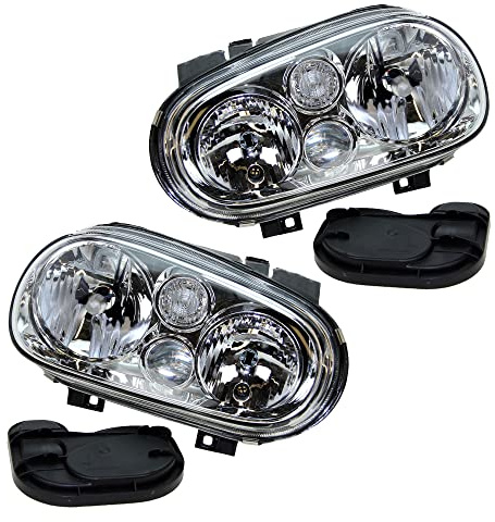 BESTPRICE 2x Hauptscheinwerfer vorne links + rechts H7 / H1 / H3 Frontscheinwerfer ohne Stellmotor, Kompatibel mit VW GOLF IV (1J1), GOLF IV Cabriolet (1E7), GOLF IV Variant (1J5)