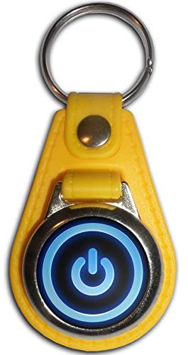 BadgeBeast.co.uk Power On/Off - Portachiavi a medaglione di plastica giallo