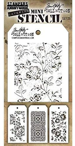 Tim Holtz Mini Layered Stencil Set 3/Pkg-Set #25