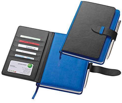 Notizbuch mit Visitenkartenmappe / DIN A5 / aus PU / 256 Seiten / Farbe: blau