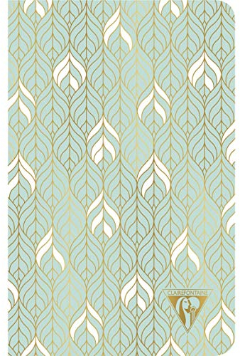 Clairefontaine 193306C Notizbuch Neo Deco Frühlings Sommer Kollektion, mit Fadenbindung, 11 x 17cm, 48 Blatt, liniert, 90g, elfenbeinfarbiges Papier, 1 Stück, Wassergrün