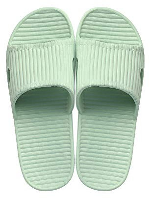 JoWebb Unisex Slippers for Women/Men, Light Weight Flat Slide Sandals Shower Sandals Flip Flops for Indoor Garden Bathroom Poolside Green