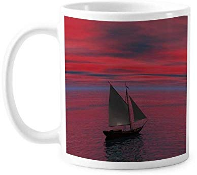 Taza de cerámica con diseño de barcos rojos de Ocean Red Sky Boat People
