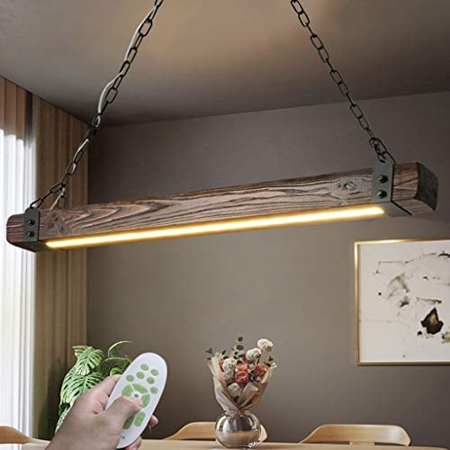 LED Pendelleuchte Holz Rustikal Hängelampe Esstisch Hängeleuchte Retro Höhenverstellbar Kronleuchter Bar Industrielle Vintage Droplight Büro Cafe Dimmbar Mit Fernbedienung Deckenleuchte Beleuchtung