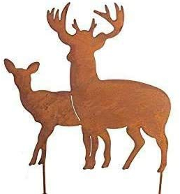 Bornhöft Gartenstecker Hirsch Hirschgruppe Sterne aus Edelrost Metall Rost Gartendekoration Weihnachten rostige Gartendekoration (Hirschpaar)