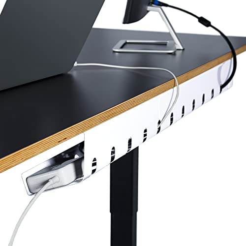 PAMO Oculta Cables para Fácil Montaje Debajo de la Mesa I Juego de 2 con 10 Canales Adhesivos I Cinta de Escritorio para Escritorio de Oficina o Casa,(3er Set, Blanco)