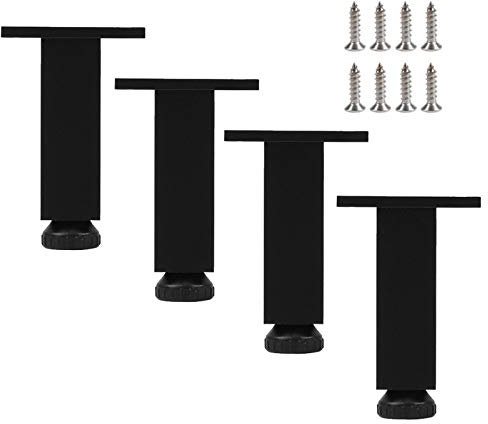 Jolan 4 Pieds De Table De Meuble,Pieds Carrés Épaissis De Canapé,Étanche/Antidérapant,Pieds De Support Réglables,Lisse/Robuste,DIY Pieds,Or/Noir.,Noir,10cm