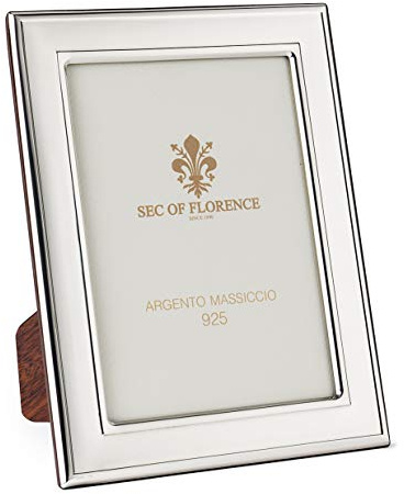 SEC OF FLORENCE 7243/13 x 18 Bilderrahmen aus massivem 925er Silber mit Rückseite aus Mahagoni-Holz