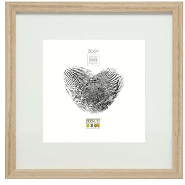 Deknudt Frames Bilderrahmen mit Passepartout - Natur Holzfarbe - S66KH1 P1 20x20cm für Bild 13x13cm - Bilderrahmen Holz MDF - Bilder aufhängen oder ausstellen