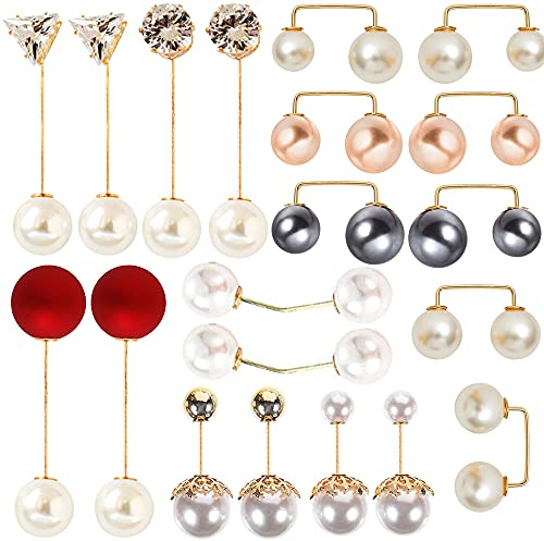Künstliche PerlenBrosche,20 Pcs Pullover Schal Clip Damen Shirt Brosche Sicherheit Brosche Doppel Faux Perle Brosche Pins für Kleidung Dekoration