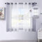 CUTEWIND Farbverlauf Vorhänge mit Ösen Transparente Gardinen Tüll und Voil Dekoschal für Fenster Schlafzimmer und Wohnzimmer 145x138cm (HxB) Weiß Grau 2er Set