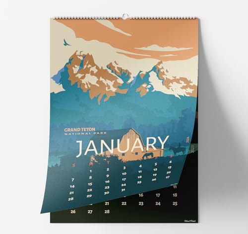 Herzii Prints National Park Poster Wandkalender - 11,5 x 16 Zoll 14 Monate von November 2021 bis Dezember 2022 Nationalparks Kalender, 2022 Wandkalender Kunst Nationalpark Poster Reise Wandkalender