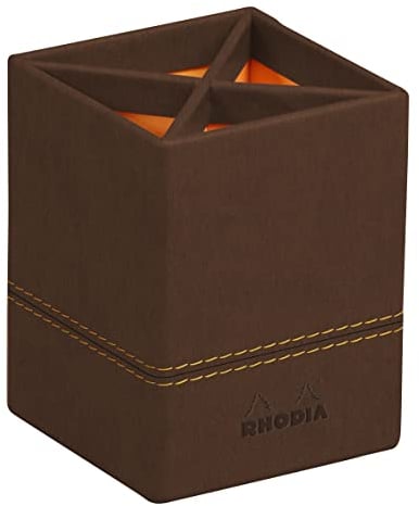 Rhodia 194524C - Stifteköcher 8x11 cm, elegant aus Kunstleder, ideal für Stifte, Pinsel & Kugelschreiber, 1 Stück, Bronze