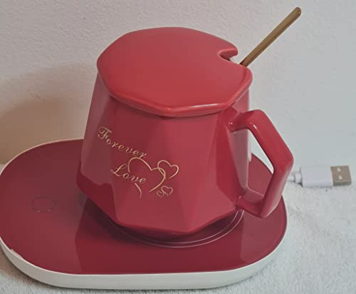 Moderno caffè tè latte elettrico riscaldatore tazza con cavo USB, temperatura costante 55 gradi, forma scanalata e colore rosso (CONSEGNA RAPIDA)
