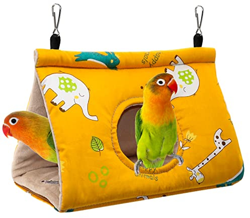 RANYPET Papageien Nest, warme Plüschhöhle für Vogelkäfige, Gelb, Größe S | 17 x 10 x 11 cm, mit runde Einstiegsöffnung, weicher Plüsch, Schlafplatz & Versteck, vom Käfig abnehmbar, maschinenwaschbar