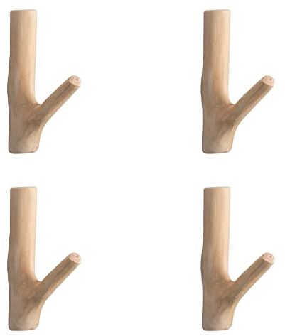 Belvanr Wandhaken, 4 Stück, Naturholz zum Aufhängen von Mänteln