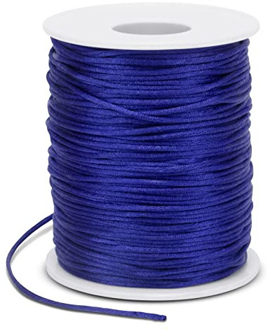 LEREATI Fil Nylon pour Bracelet 1.5mm x 100m Cordon Satin de Soie Cordon Bracelet Coulissant, Fil pour Tisser des Colliers, Bracelet, Perle, Bijoux, Macramé, Artisanat DIY (Bleu Royal)